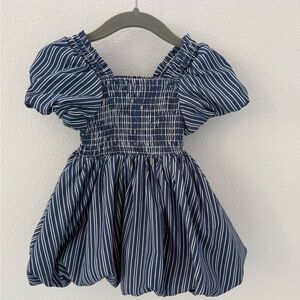 12M Like New: Nordstrom Balloon Dress blue stripes (4th of July, Memorial Day)